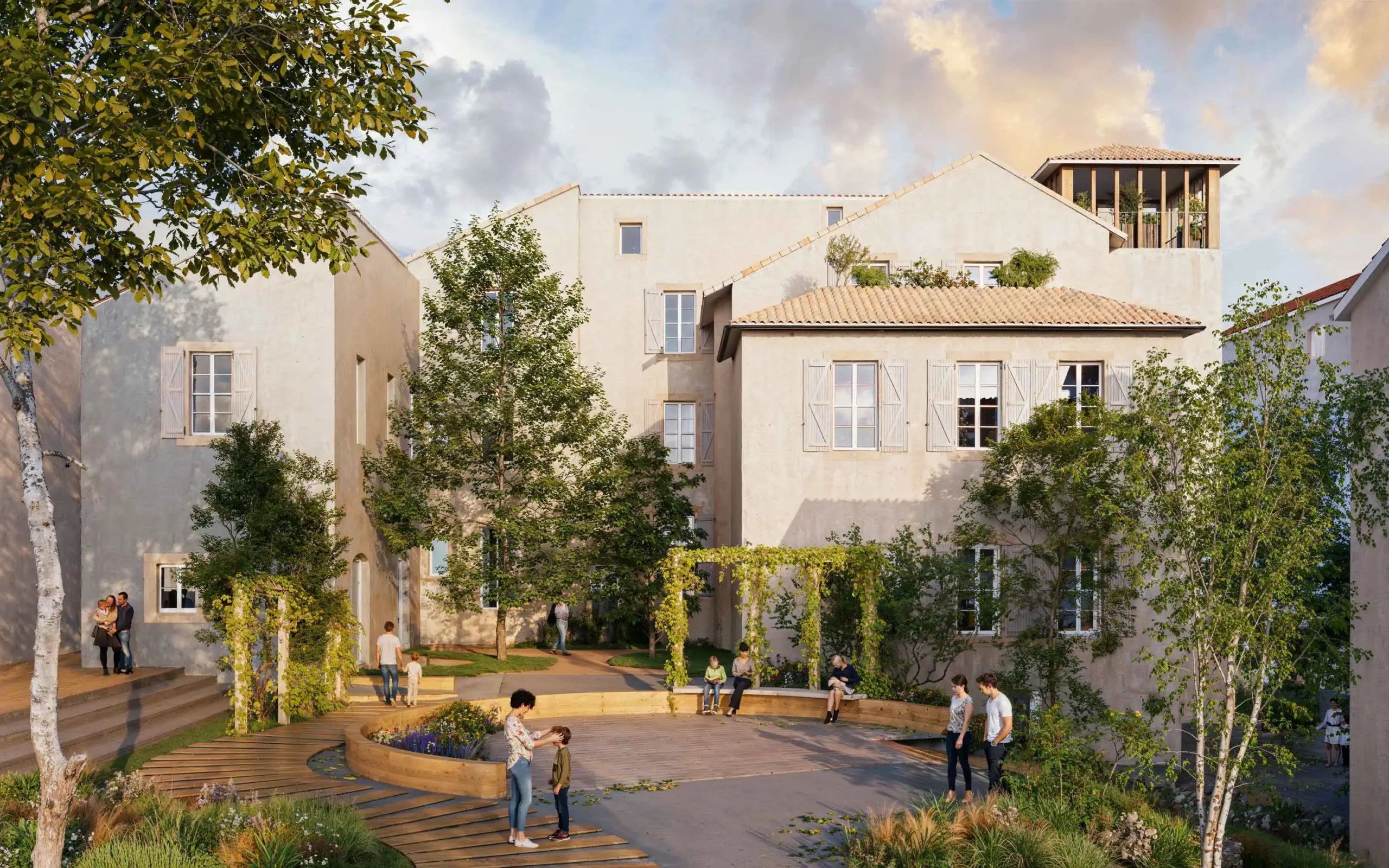 Rendu architectural 3D d'une bâtisse ancienne en pierres à Cahors